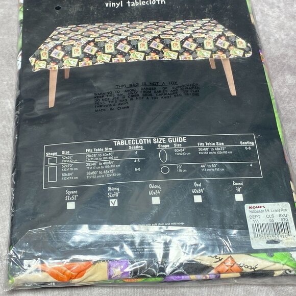 Halloween Vinyl Tablecloth 52"x70" Oblong Pumpkins Pies Ghosts Design 2003 - Picture 4 of 6